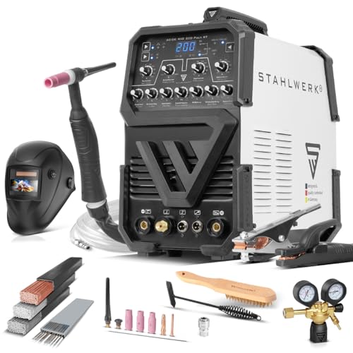 STAHLWERK Schweißgerät AC/DC WIG 200 Puls ST - Vollausstattung - WIG MMA, 200 A, HF-Zündung, Pulsfunktion, ideal für Aluminium & Dünnblech, inkl. WP-26F Flexkopf-Brenner, leichte, kompakte Bauweise