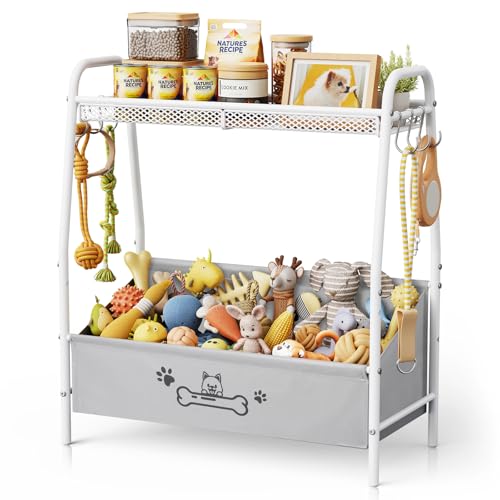 Large Dog Toy Basket (23.6″x11.2″x9.7″), Dog Toy Bin with Storage Organizer, Trapezoid Dog Toy Box for Dog Stuff, Toy Holder Chest for Pet Dog Cat, Dog Essentials for Dog Accessories