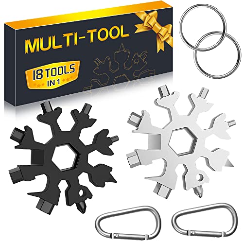Stocking Stuffers for Men - Snowflake 18 in 1 Multitool Christmas Gifts, 2 Pack Multi Tools for Dad from Daughter Son, Gifts for Father Husband Him