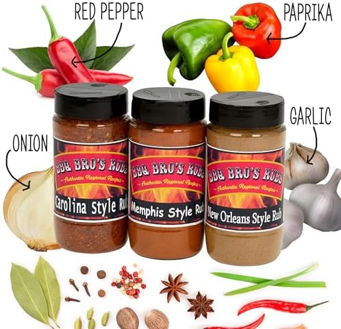 BBQ BROS RUBS {Southern Style} - Ultimate Barbecue Spices Seasoning Set - Use for Grilling, Cooking, Smoking - Meat Rub, Dry Marinade, Rib Rub - Backed with 100% Customer Guarantee