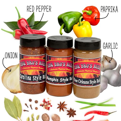 BBQ BROS RUBS {Southern Style} - Ultimate Barbecue Spices Seasoning Set - Use for Grilling, Cooking, Smoking - Meat Rub, Dry Marinade, Rib Rub - Backed with 100% Customer Guarantee
