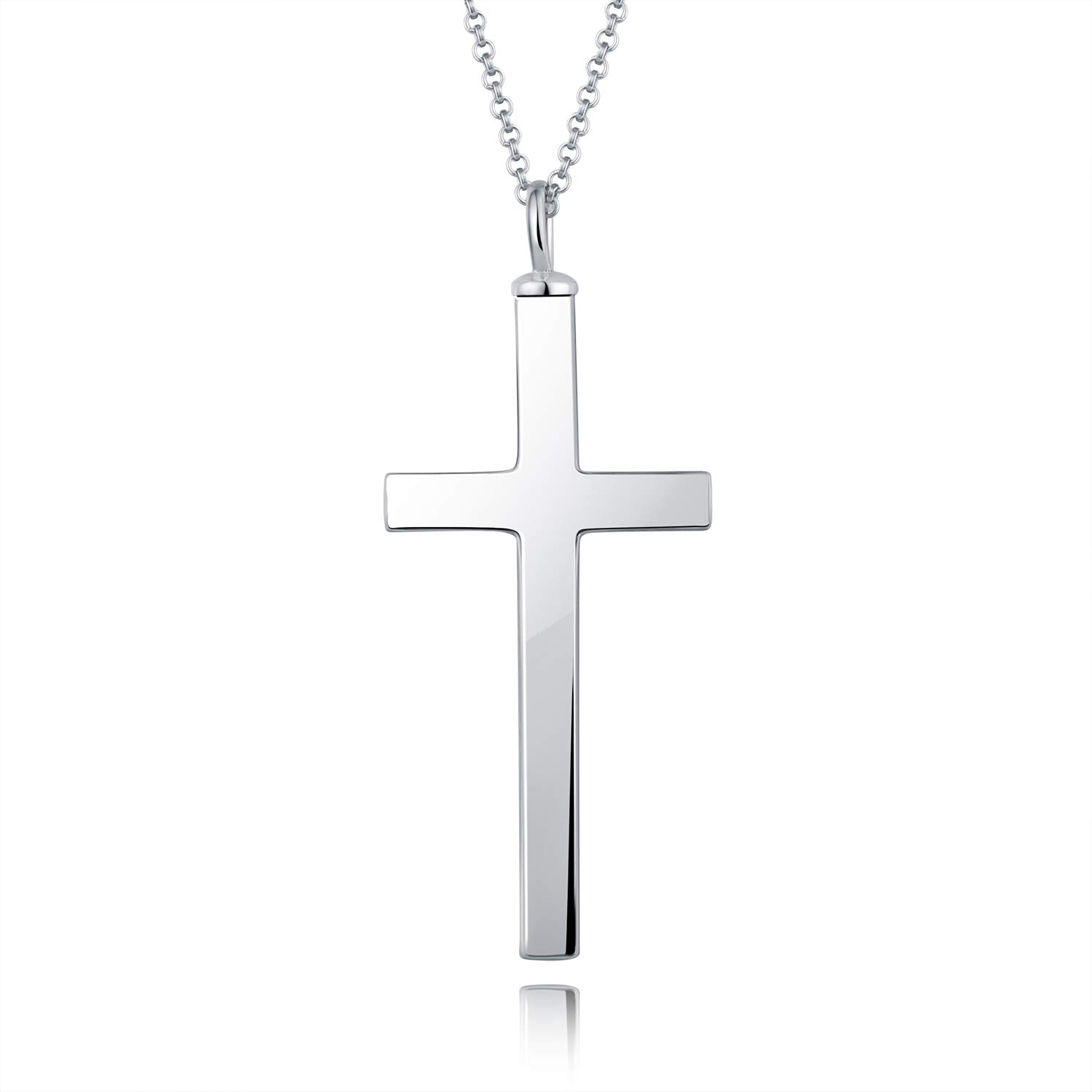 BEILIN925 Sterling Silver Cremation Jewelry Cross Urn Pendant Memorial Cross Urn Necklace for Ashes