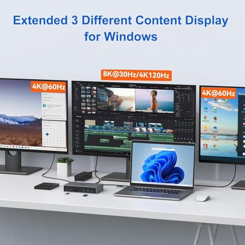 Image of Selore&S-Global Displaylink Docking Station 3 Monitors for MacBook M1 /M2 /M3 /Windows, Dual Triple Display Link USB C Dock with 3 HDMI, 2 DP, DC Power, USB A&C, Ethernet,DC Power for Dell /HP /Lenovo
