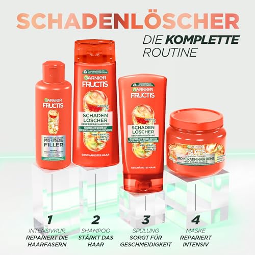 Foto von Garnier Fructis Schadenlöscher reparierendes Shampoo für geschädigtes Haar XXL, Mit Amla-Öl und pflanzlichen Keraproteinen für weniger Spliss, Maxi Format, 1000ml