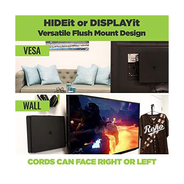 HIDEit Mounts 4S Playstation 4 Slim Mount Bundle, Black Steel PS4 Slim Wall Mount and Two Controller Mounts, Safely Store Your PS4 Slim Console and PlayStation Controller Near or Behind TV - Image 4