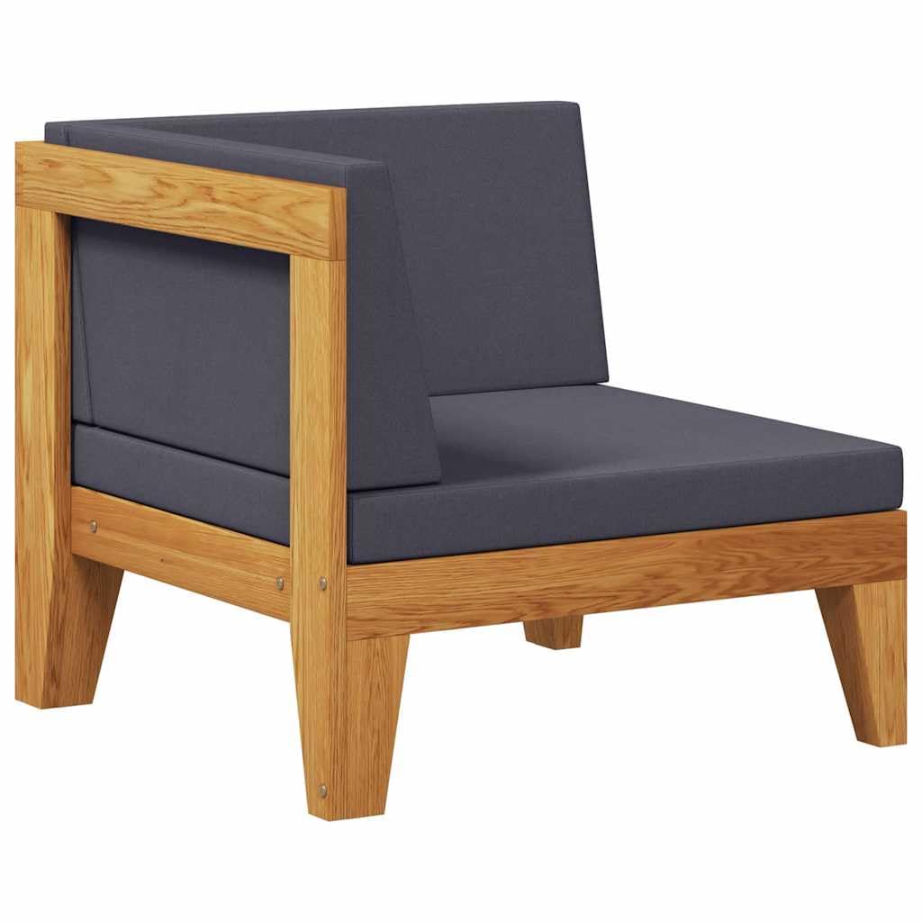vidaXL Akazienholz Massiv Modular Ecksofa mit Dunkelgrauen Kissen Gartensofa Sofa Lounge Gartenmöbel Einzelsofa Holzsofa Sessel Outdoor Terrasse