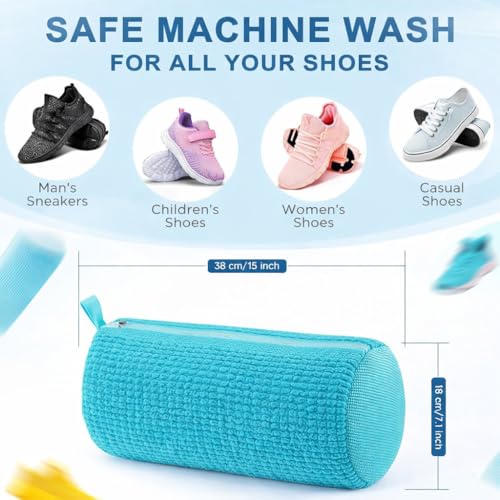 Image of Yellow Weaves Shoe Washing Machine Bag | 360 Deep Cleaning Shoes Laundry Bag with Zipper | Reusable, shoe Washer, Microfiber Protective Pouch for Toys, Sneakers & Slippers, Pack of 1 (Blue)