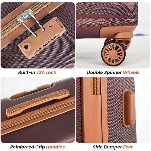 Image of 4-Piece Luggage Sets 16 inch20 inch24 inch28 inch,Suitcases with Double Spinner Wheels and TSA Lock,Hardcase 6 set Luggage with Underseat Duffel Bag