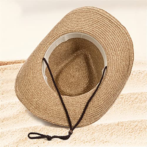Chapeau de paille anti-soleil pour hommes avec larges bords de protection