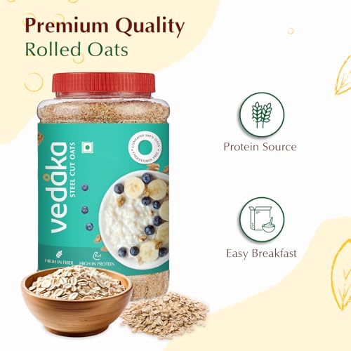 Image of Amazon Brand - Vedaka Steel Cut Oats 2Kg | Rich Source Of Protein & Fiber | Quick Breakfast | Cooks In 3 Mins