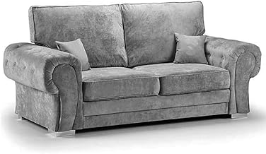 3+2 Sofa Set, 2c2 Grey Fabric Uk Upholstered Corner Sofa, 3 Seater 2 Seater Corner Sofas, Comfortable Sofa Suite, Comfy Chesterfield Settee for Lounge Living Room Indoors