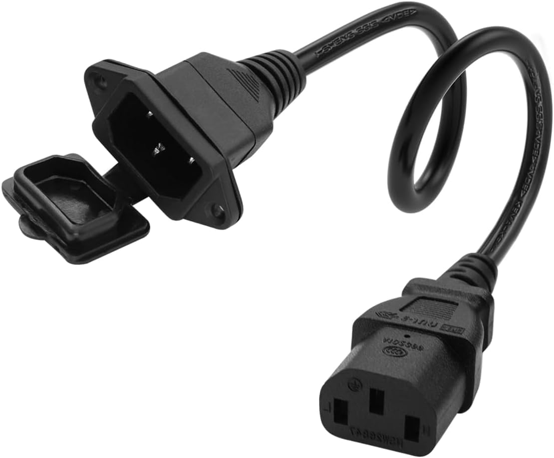HuaLiSiJi IEC C13 to C14 Power Cable, Black, Female-to-Male, 1.5m