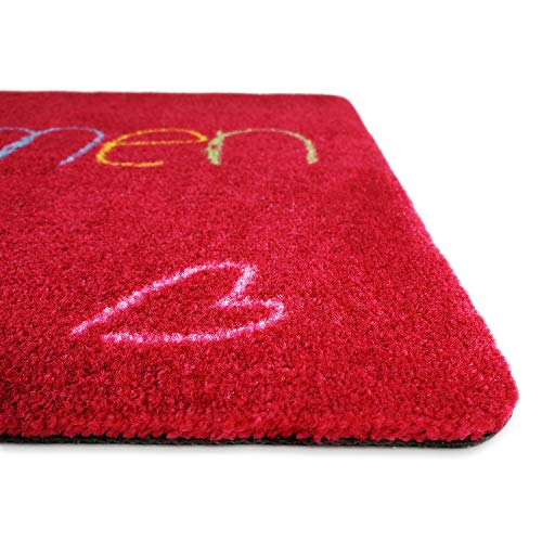 deco-mat Fußmatte Willkommen 40 x 60 cm Rot - rutschfeste, waschbare Fußmatte für Außen und Innen - Saugstarke Schmutzfangmatte für Eingangsbereich