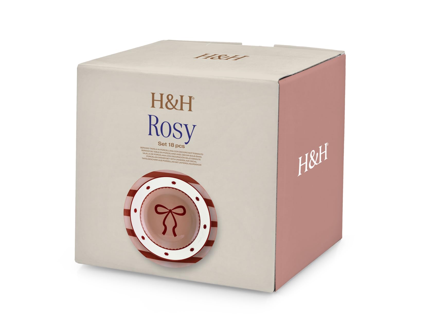 H&H Servizio Tavola 18 Pezzi Rosy in porcellana