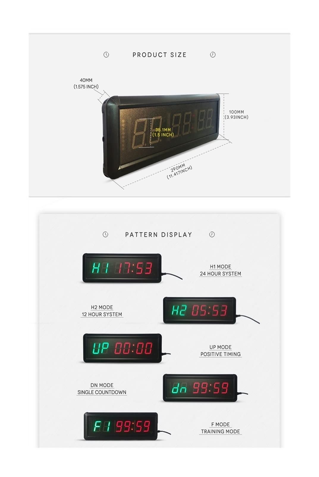 Intervallo Conto alla rovescia/più Sveglia, da 1,5 Pollici a 6 cifre GUIDATO Gym Timer Cronometro con Telecomando, Adatto for la casa di Esercitazione di Ginnastica Timer Boxing Gym
