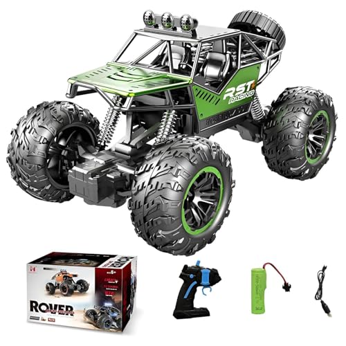Genérico Vehículo RC 1:16 De Alta Velocidad, Monster Truck 4x4 Todo Terreno, Coche Teledirigido Offroad, Camión con Cuerpo De Aleación (Green)