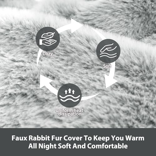 DICEVER 2L Hot Water Bottle with Fur
