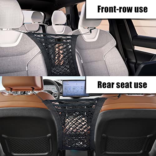Image of Vrasly 3-Layer Car Mesh Organizer, Car Net Pocket, Car Organizer Storage Between Front Seats, Multifunctional Car Seat Organizer, Barrier of Backseat Pet Kids, Driver Storage Netting Pouch