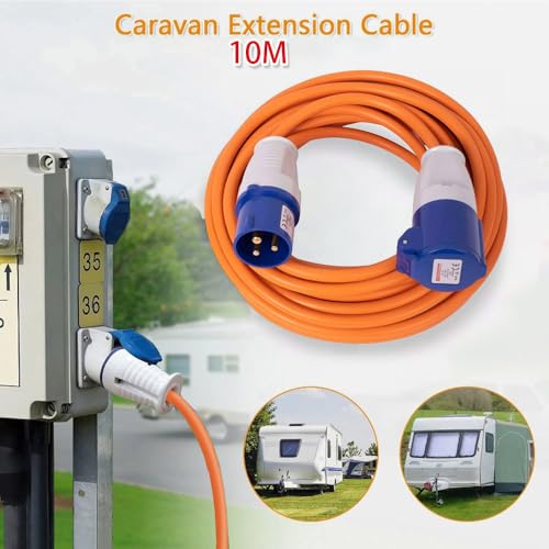Gziztx 10M Extension Lead Cable - Heavy Duty 16 Amp 240V Camping Caravan Hook Up Cable - High Vis Orange - Ideal for Campervans & Motorhomes (10M) - Image 3