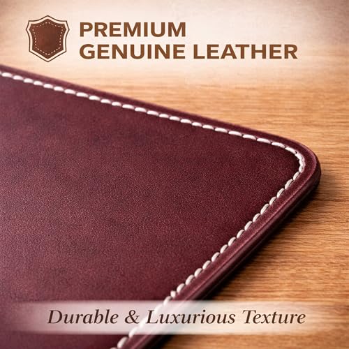 Image of Premium Mouse Pad for PC Mousepad Laptop Wireless Gaming Mouse Pad, 8 inchx8 inch Inch Non-Slip Leather Base, Waterproof Surface, Compatible with Laser and Optical Mice - Burgundy