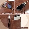 Chase Chic Handtasche Damen, Leder umhängetasche Shopper Hobo Taschen Geldbörse set Gross Schultertasche mit Abnehmbar Schulterriemen 2pcs Braun #4
