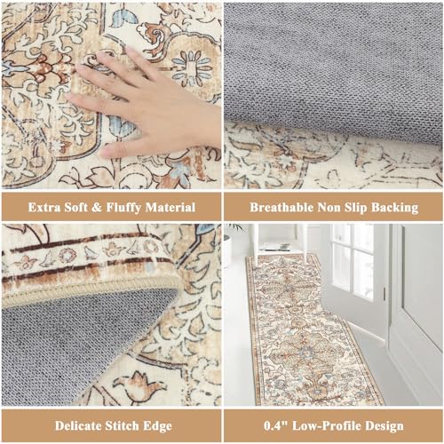 Pauwer Boho Hallway Runner Rug 2x6 Washable Entryway Area Rugs Non Slip Farmhouse Vintage Floor Mat Carpet Runner for Hallways Laundry Room Kitchen Bathroom Bedroom