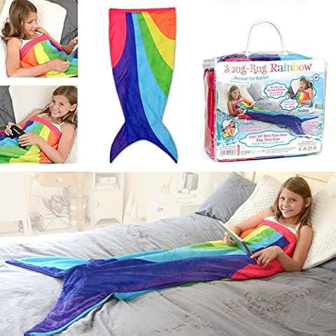 Snug Rug Rainbow Mermaid Tail Multi-coloured Super Soft Quality Mink Fleece Blanket - Up to 5ft tall, Polyester, 61 x 5 x 142 cm Cover