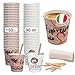 Caffetti 150 Bicchierini Caffè 3 oz + 150 Palette, Bicchieri 90 ml in Carta Made in Italy, Palettine Monouso in Legno Betulla Riciclabili, per Ristoranti, Ufficio, Asporto, Bar, Espresso