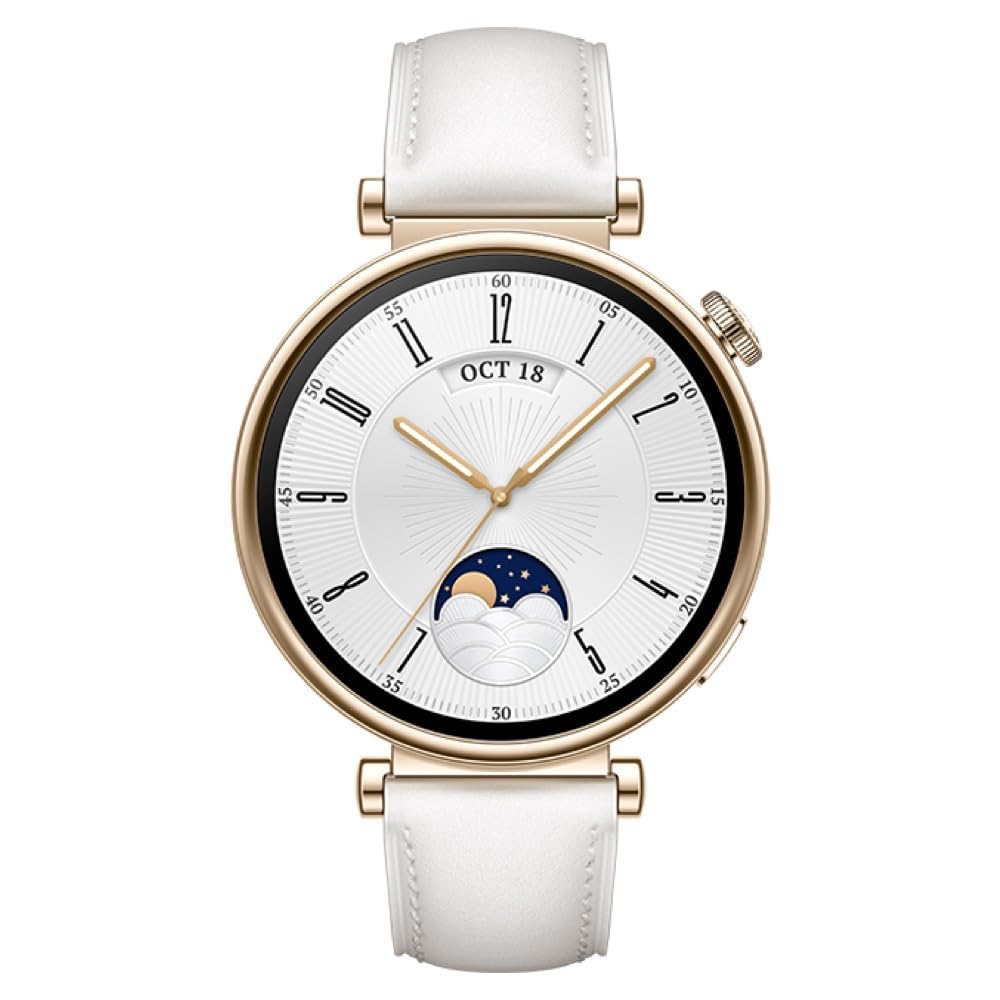 HUAWEI Watch GT 4 Montre Connectée Femme Jusqu'à 14 Jours d'autonomie - Compatible avec iOS et Android - Suivi de la fréquence Cardiaque - Montre Sport, SpO2 et GPS - 41MM Blanc Version FR
