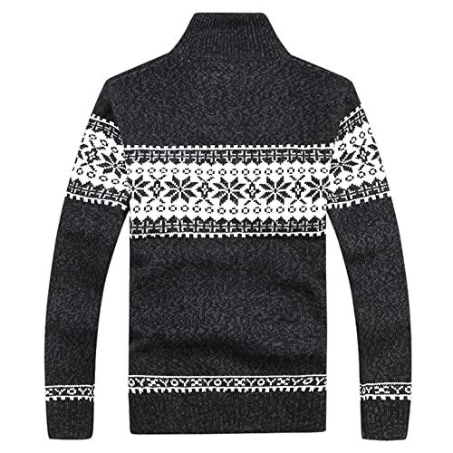 Image of Lu's Chic Men's Cardigan Sweaters Winter Norwegian Casual Slim Fit Zip Up Fashion Sweater Jacket