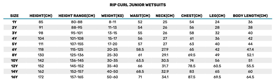 Rip Curl FREELITE JR 3/2 Back Zip Full Suit 2025 Black