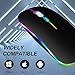 KLO LED Rechargeable Mouse(BT5.2+Type-C+USB2.4G) Bluetooth Mouse for MacBook/MacBook air/Pro/Laptop/Notebook/pc/iPad/Chromebook (A LED/Black)