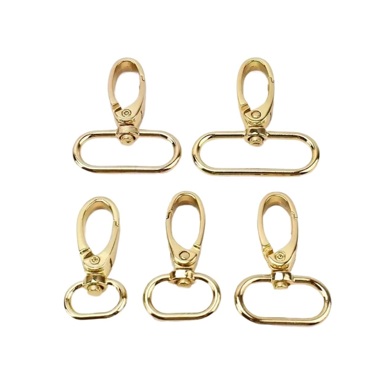 PVUVTNAHW 100Pcs 16/20/26/32/38mm Metal Buckles Bag Strap Lobster Swivel Carabiner Snap Hook Collar KeyChain(F4-3-LightGold,38mm)