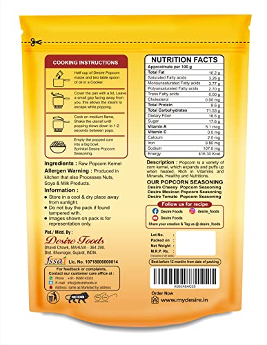 Image of Desire Popcorn Kernel Seeds, 2kg | Large Size Gourmet Makkai Popcorn Kernels | High Expansion, Imported, Ideal for Movie Nights