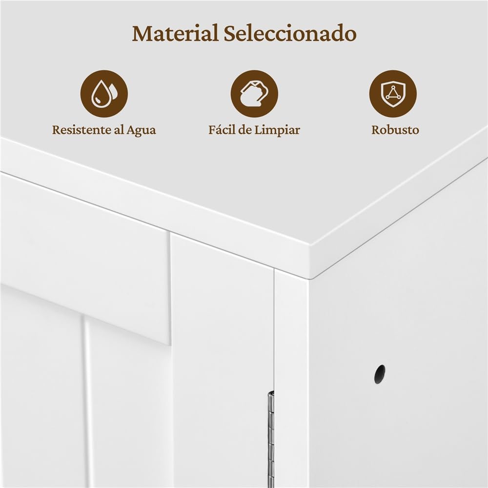 Yaheetech 2 Mueble Bajo Lavabo con Cestos para Ropa Sucia Mueble Baño sin Lavabo con 1 Bolsa Interior Extraíble 90x30x62,5 cm 2 Puertas Armario de Almacenamiento Blanco