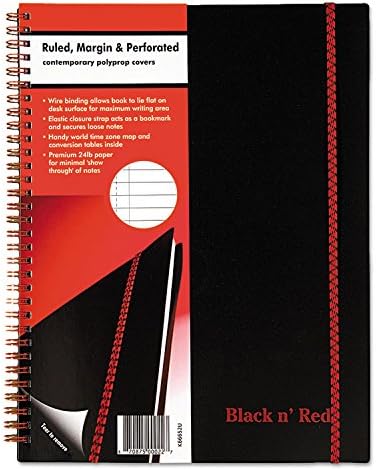 Black n'Red K66652 Twin Wire Poly Cover Notebook, Legal Rule, 11 x 8 1/2, 70 Sheets