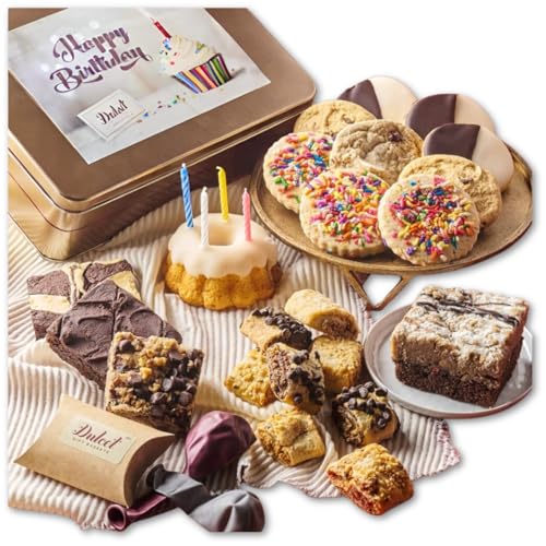 Product Image of the Happy Birthday Gift Baskets, Gourmet Food Gifts, Birthday Gift Basket for Women Men Teens Family Friends or Relatives by Dulcet Gift Baskets