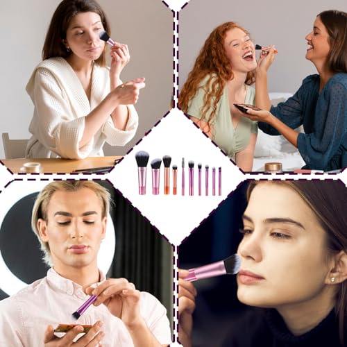 Conjunto de 10 pincéis de maquiagem para viagem, mini pincéis de maquiagem de bolso, pacote com paco