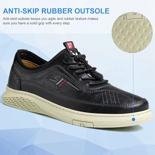 Moodeng Mens Dress Shoes Leather Causal Oxfords Lightweight Formal Business Oxfords Adjustable Lacing Derby Shoes Comfortable Walking Loafers4