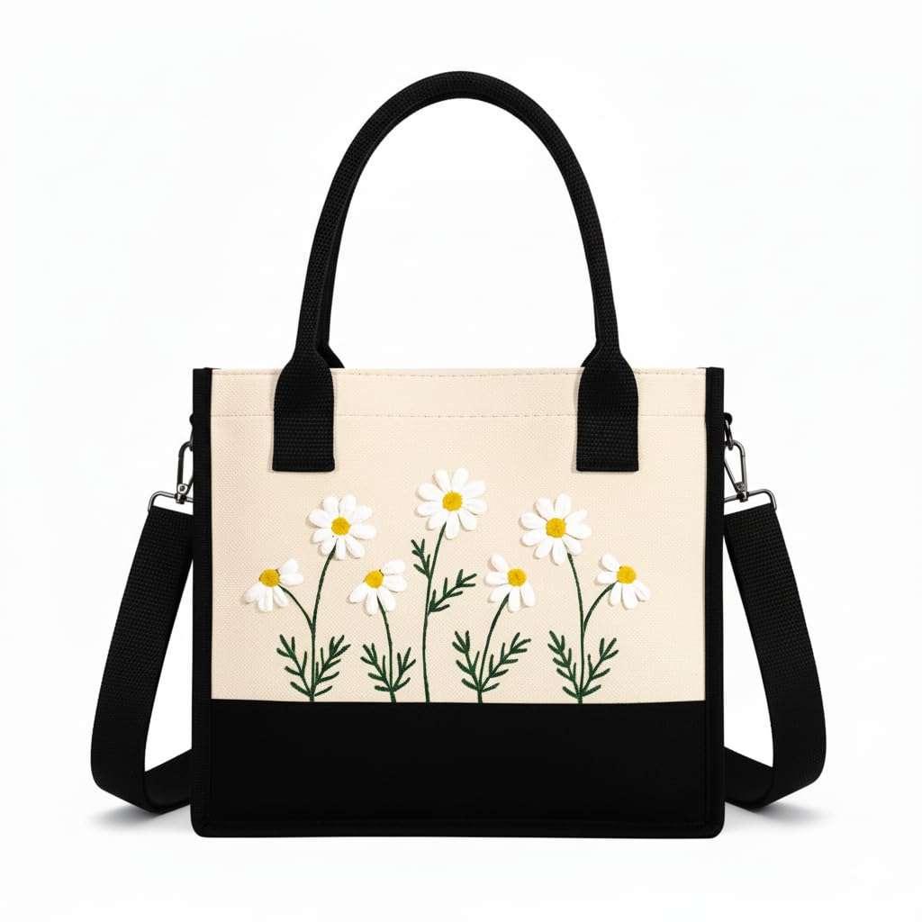 Tote Bag for Women | Embroidered Shoulder Bag With Zipper | Multipurpose Stylish Handbag for Woman | Perfect for Office Use, Travel, College Girls, Laptop Carry, Gifting-image-36