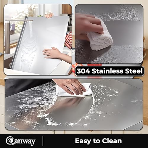 Image of CANWAY Stainless SteelChopping Board 42x32 cm with Handle|Anti-Slip Cutting Board for Kitchen|Hygienic & Easy Clean|Ideal for Vegetables, Fruits & Meat|Heavy-Duty Non Slip Chopper|Extra Large