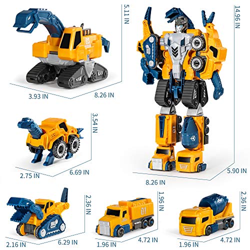 Miebely MBL-207C Toddler Robot Construction Vehicles Set – 5Pcs Transforming Robots For Kids - Magnetic Toys thumb #5