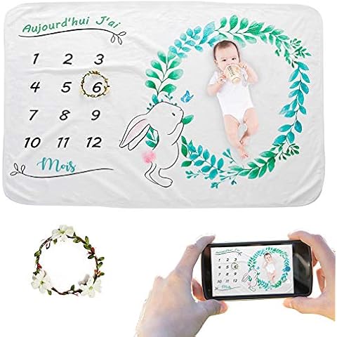 JMITHA Baby Months Blanket Newborn Oenbopo Baby Monthly Photo Background with Milestone Print Pattern Cover