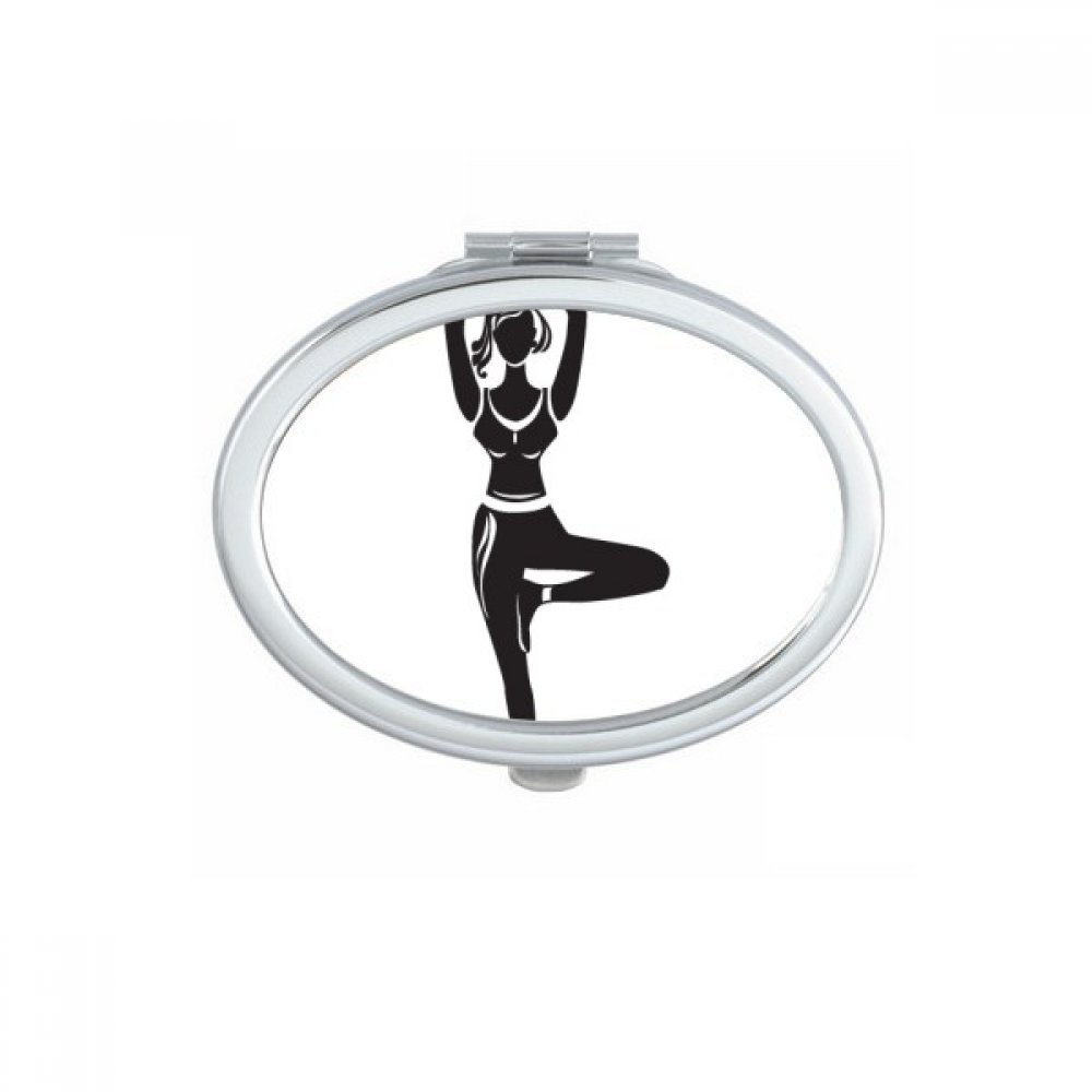 Miroir de poche de yoga compact et ovale avec silhouette de sport pour retouches faciles