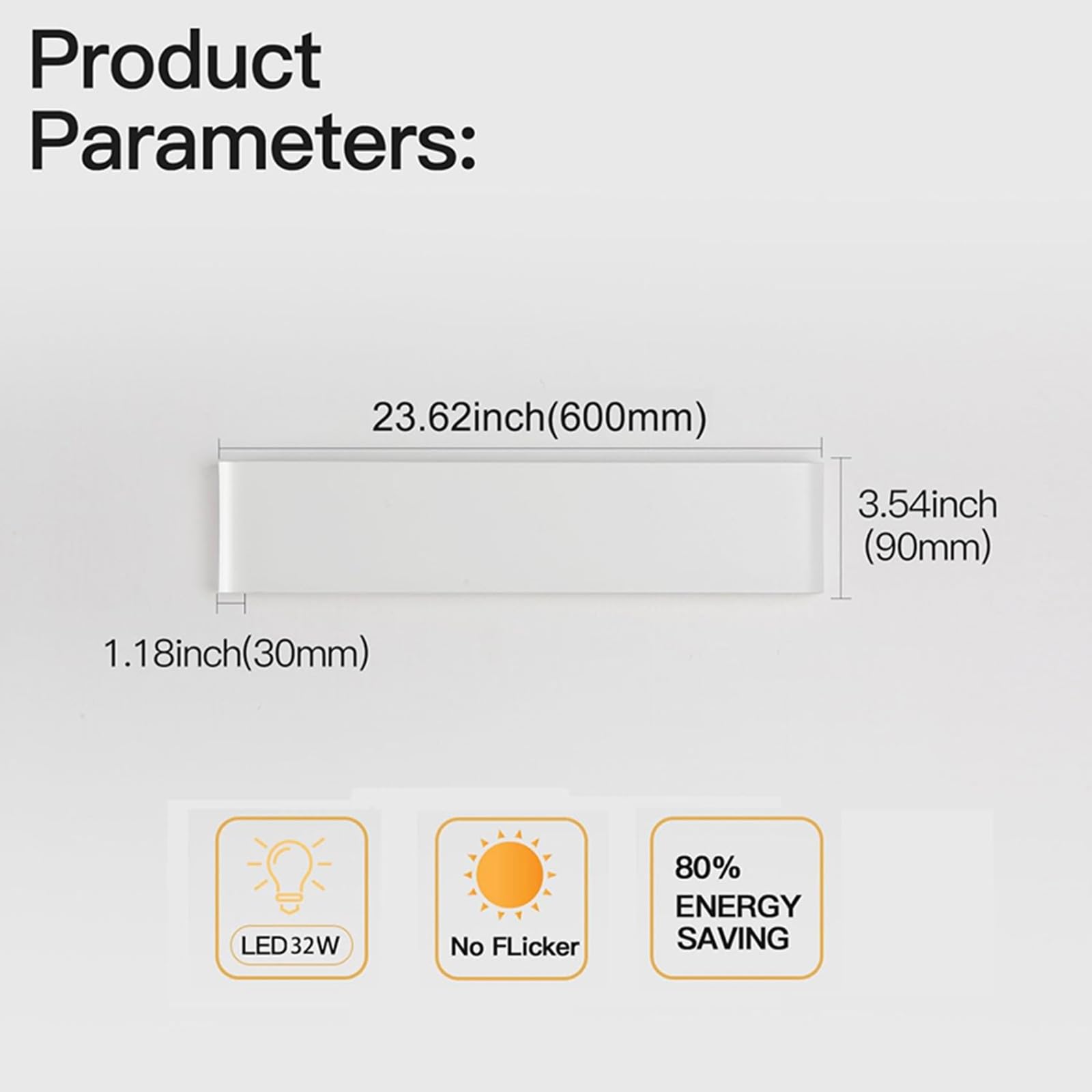 Mille Lucciole Applique da parete Interno 32W Lampada da Parete Moderno 3800LM Applique LED 4500K Bianco Neutro Lampada da Parete LED 60CM Lampada a Muro Per Soggiorno Camera da Letto【2 Pezzi Bianco】