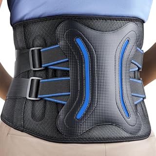 FEATOL Lower Back Brace with 5 Reinforced Stays for Women and Men, Adjustable Snug-Fit Lumbar Support Belt for Work, Size L, Waist 34.3-38inches