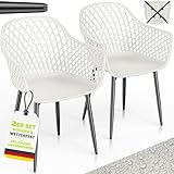 tillvex® Gartenstuhl 2er Set Wetterfest mit Armlehne | Outdoor Stühle bis 120kg belastbar | Gartenstühle UV-beständig | Terrassenstuhl Gartenmöbel Terrasse Balkon Outdoor Garten