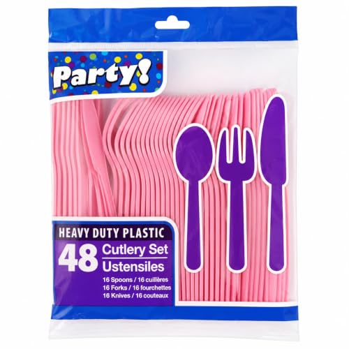 Heavy Duty Plastic Cutlery 48-Piece Set (Spoons Forks Knives)