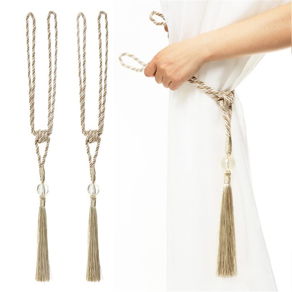 Générique 2 Pcs Glands Rideau Embrasse DIY Chambre Accessoires Glands Perle Suspendue Boule Retenue Cravate Corde Bandage Décoratif À La Maison (Couleur : A, Taille (A comme Le Montre l'image)