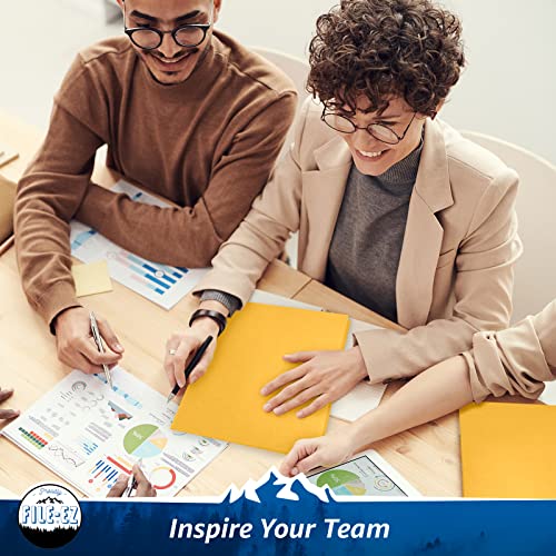 File-Ez Two-Pocket Folders, Yellow, 25-Pack, Textured Paper, Letter Size (Ez-32570) #TOP3